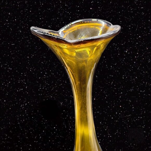 Bo Borgstrom Jack In The Pulpit Vase Aseda Glasbruk Swedish Glass Amber Clear - Picture 7 of 15